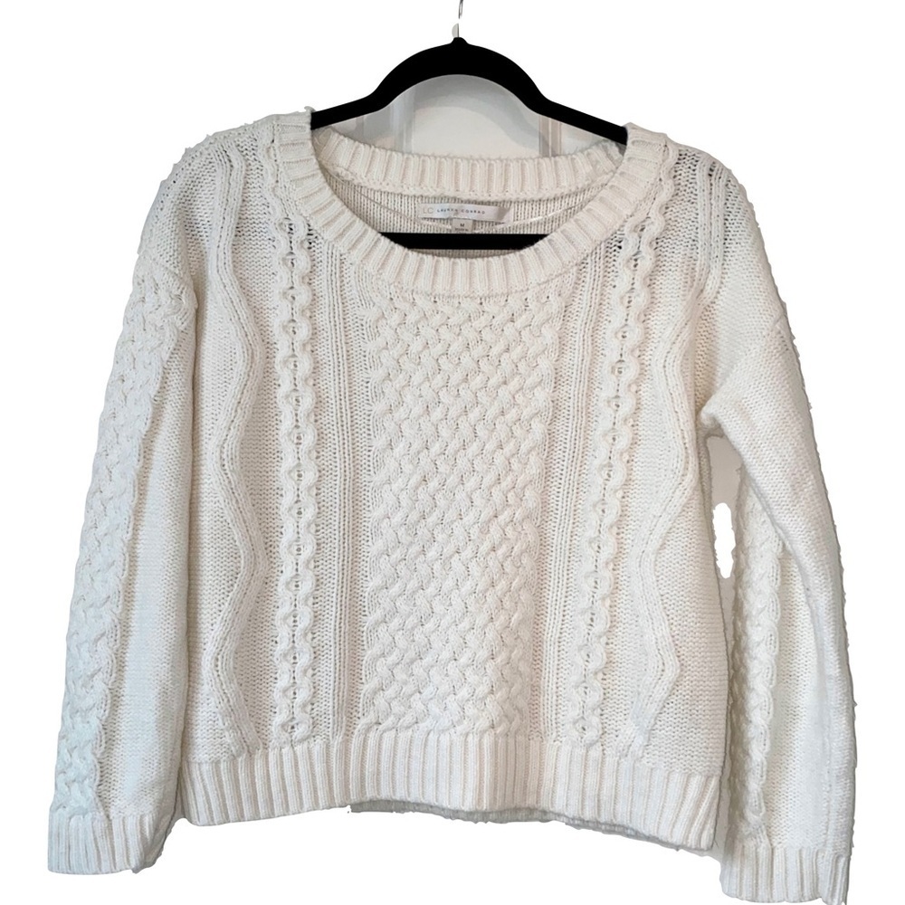 LAUREN CONRAD White Cable Knit Sweater Sz MEDIUM